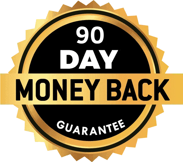 90-day money-back guarantee seal